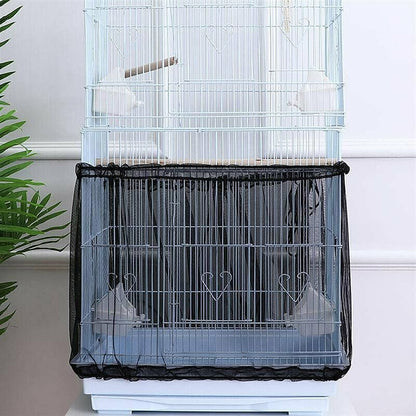 S Size Shell Skirt Mesh Cover Pet Bird Cage Guard Nylon Net Seed Catcher - White