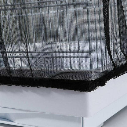 S Size Shell Skirt Mesh Cover Pet Bird Cage Guard Nylon Net Seed Catcher - White