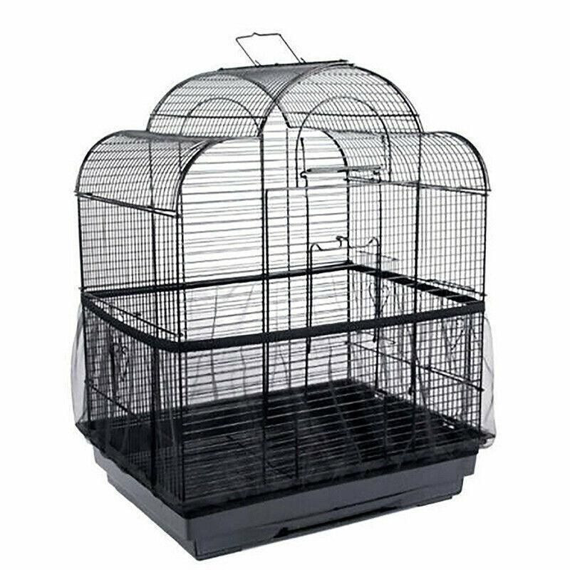 S Size Shell Skirt Mesh Cover Pet Bird Cage Guard Nylon Net Seed Catcher - White