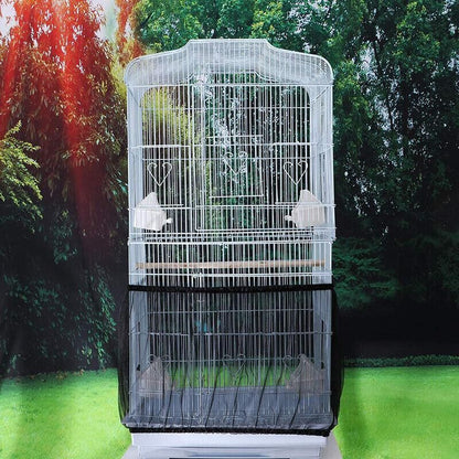 S Size Shell Skirt Mesh Cover Pet Bird Cage Guard Nylon Net Seed Catcher - White