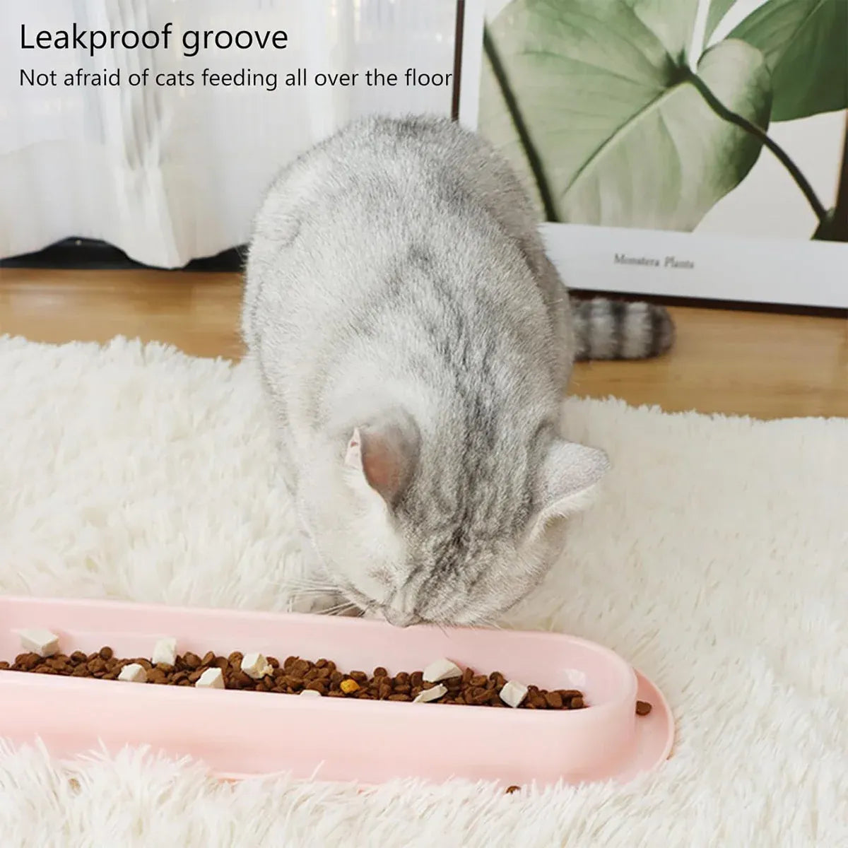 Extended Cat Bowl Pet Bowl Feeding Basin Drinking Water Cat Bowl for Cats - Green