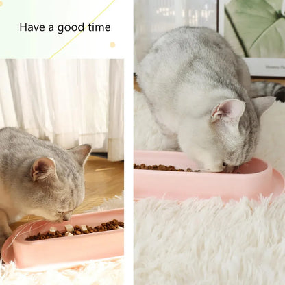Extended Cat Bowl Pet Bowl Feeding Basin Drinking Water Cat Bowl for Cats - Green