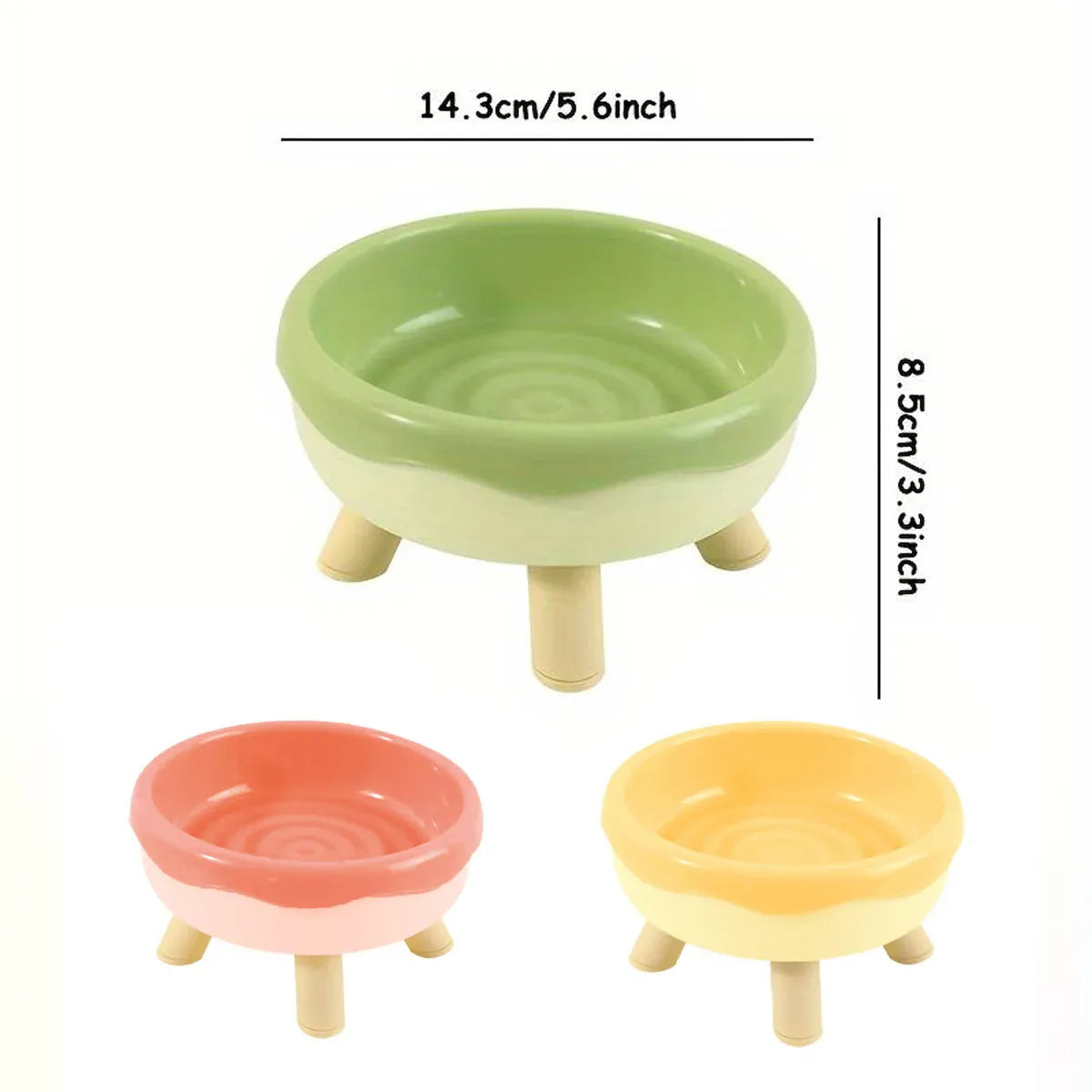 Cat Food Water Bowl Non Slip Raised Pet Feeding Dish Elevated Feeder Cats - Green