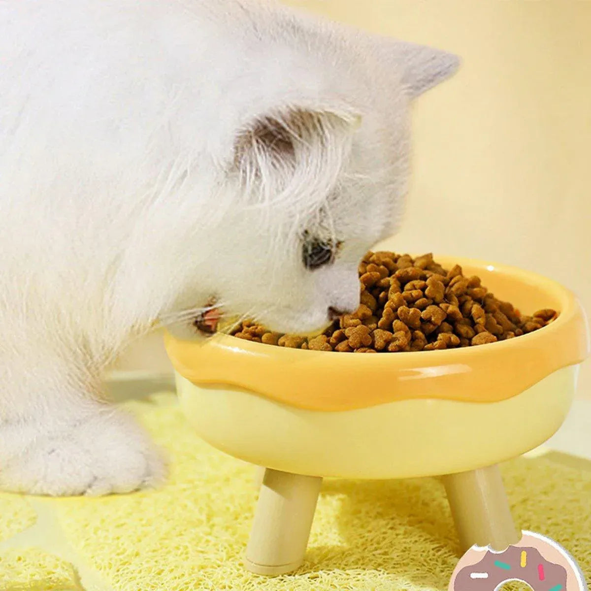 Cat Food Water Bowl Non Slip Raised Pet Feeding Dish Elevated Feeder Cats - Green