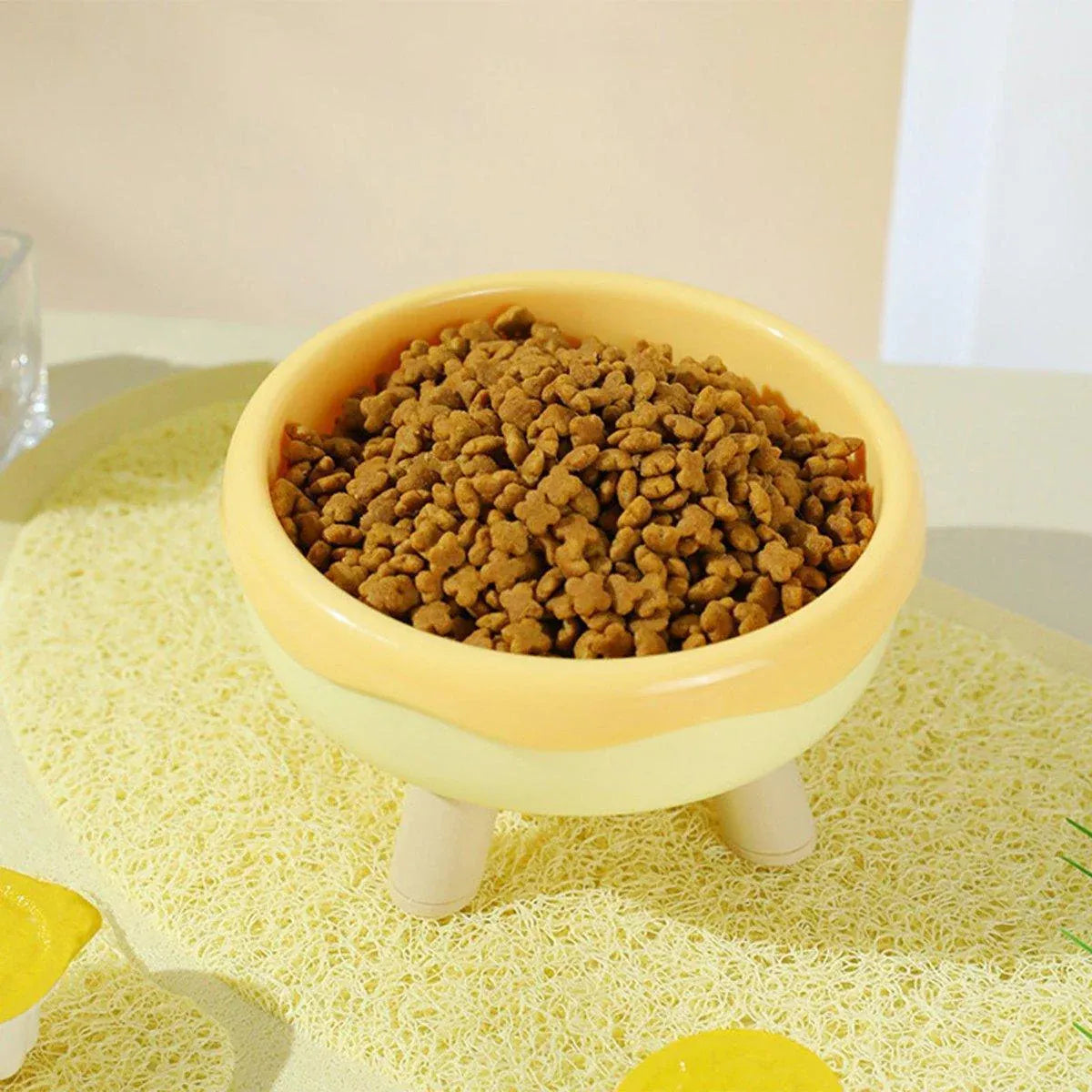 Cat Food Water Bowl Non Slip Raised Pet Feeding Dish Elevated Feeder Cats - Green
