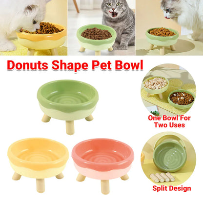 Cat Food Water Bowl Non Slip Raised Pet Feeding Dish Elevated Feeder Cats - Pink