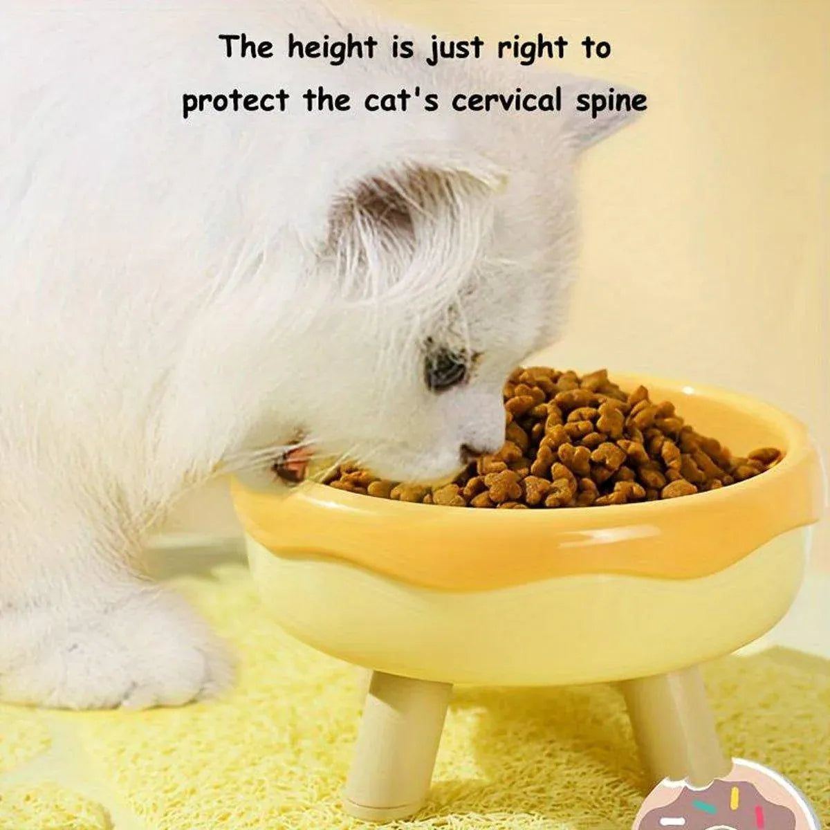 Cat Food Water Bowl Non Slip Raised Pet Feeding Dish Elevated Feeder Cats - Pink