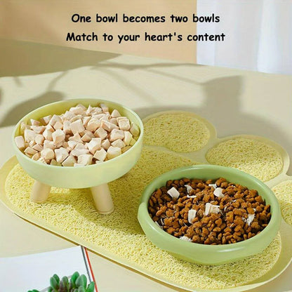 Cat Food Water Bowl Non Slip Raised Pet Feeding Dish Elevated Feeder Cats - Pink