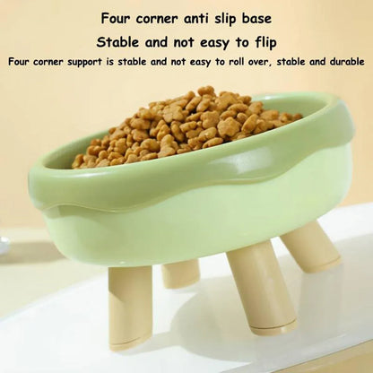 Cat Food Water Bowl Non Slip Raised Pet Feeding Dish Elevated Feeder Cats - Pink