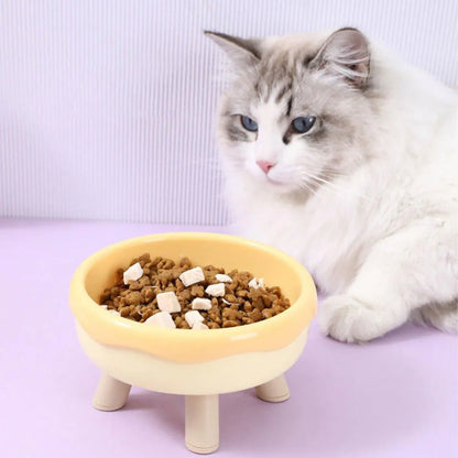 Cat Food Water Bowl Non Slip Raised Pet Feeding Dish Elevated Feeder Cats - Pink