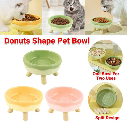 Cat Food Water Bowl Non Slip Raised Pet Feeding Dish Elevated Feeder Cats - Pink