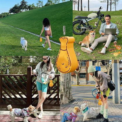 Portable Pet Water Bottle Outdoor Feeder Dual Purpose Drinking Travel Use - White