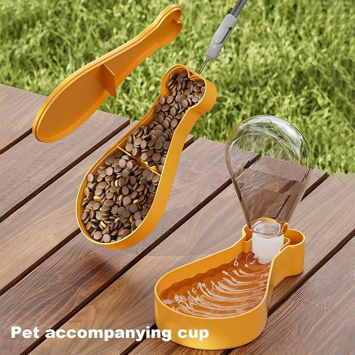 Portable Pet Water Bottle Outdoor Feeder Dual Purpose Drinking Travel Use - White