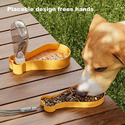 Portable Pet Water Bottle Outdoor Feeder Dual Purpose Drinking Travel Use - White