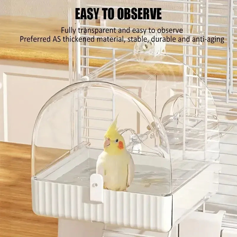 3in1 Parrot Bath Basin Bird Bathtub Cage or Accessory Pet Bird Feeder Water Bowl - Overdress