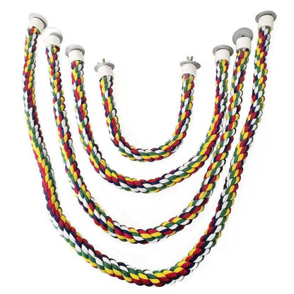Parrot Rope Perch Colourful Bird Cage Toy Cotton Bungee Swing for Pet Birds - 80CM