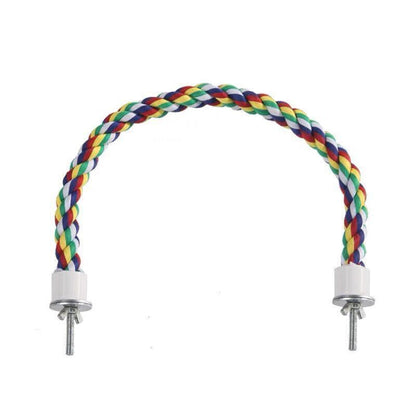 Parrot Rope Perch Colourful Bird Cage Toy Cotton Bungee Swing for Pet Birds - 80CM