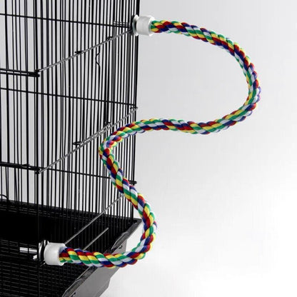 Parrot Rope Perch Colourful Bird Cage Toy Cotton Bungee Swing for Pet Birds - 80CM