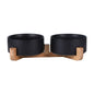 Ceramic Pet Bowl Double Cat Food Bowl Dog Water Bowl Feeding Drinking Bowl Set - Black