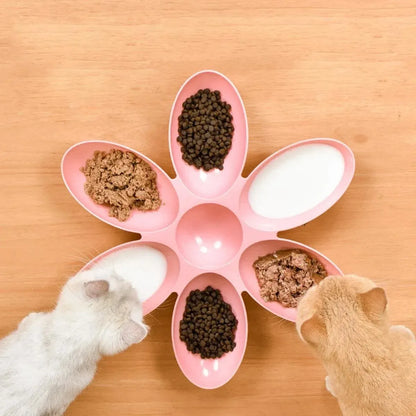 Multi Cat Feeding Bowl Petal Design Kitten Milk Bowl Puppy Dog Food Water Dish - Blue