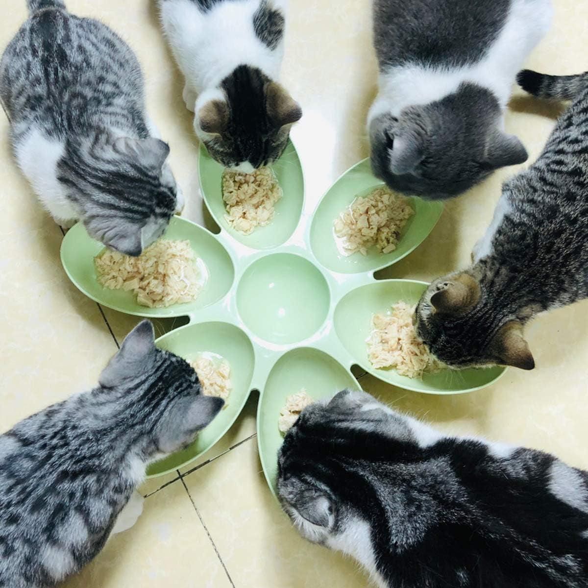 Multi Cat Feeding Bowl Petal Design Kitten Milk Bowl Puppy Dog Food Water Dish - Green