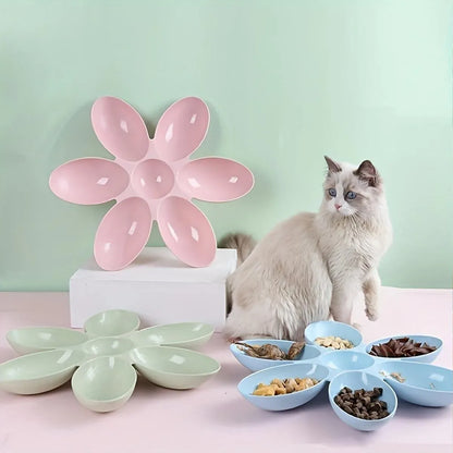 Multi Cat Feeding Bowl Petal Design Kitten Milk Bowl Puppy Dog Food Water Dish - Green