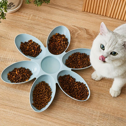 Multi Cat Feeding Bowl Petal Design Kitten Milk Bowl Puppy Dog Food Water Dish - Green