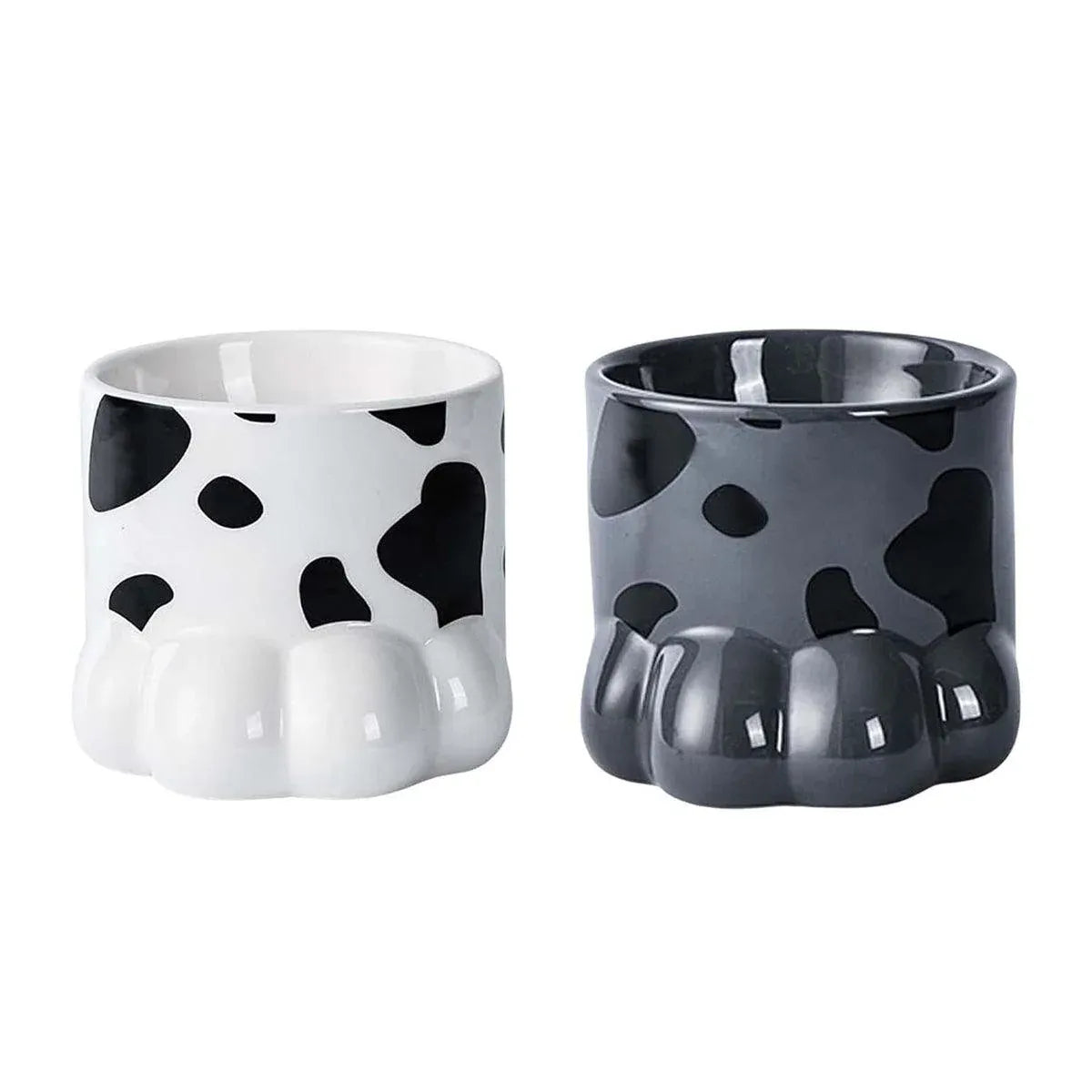 Ceramic Cat Food Bowl Cute Drinking Bowl for Pets Non Slip Food Water Dish Bowl - Grey