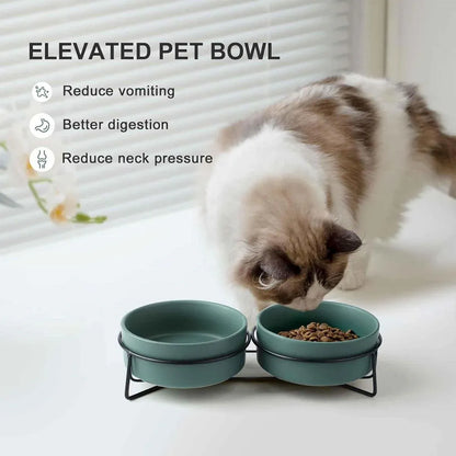 Ceramic Pet Bowl Cat Food Bowl Dog Bowl Drinking Bowl Pet Water Food Dish - Grey