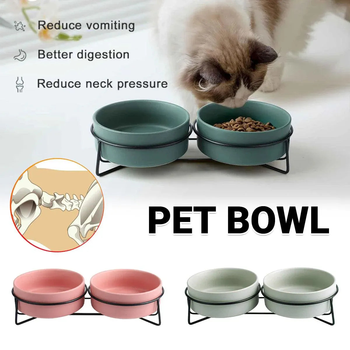 Ceramic Pet Bowl Cat Food Bowl Dog Bowl Drinking Bowl Pet Water Food Dish - Grey
