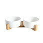 Ceramic Pet Bowl Double Cat Food Bowl Dog Water Bowl Feeding Drinking Bowl Set - White