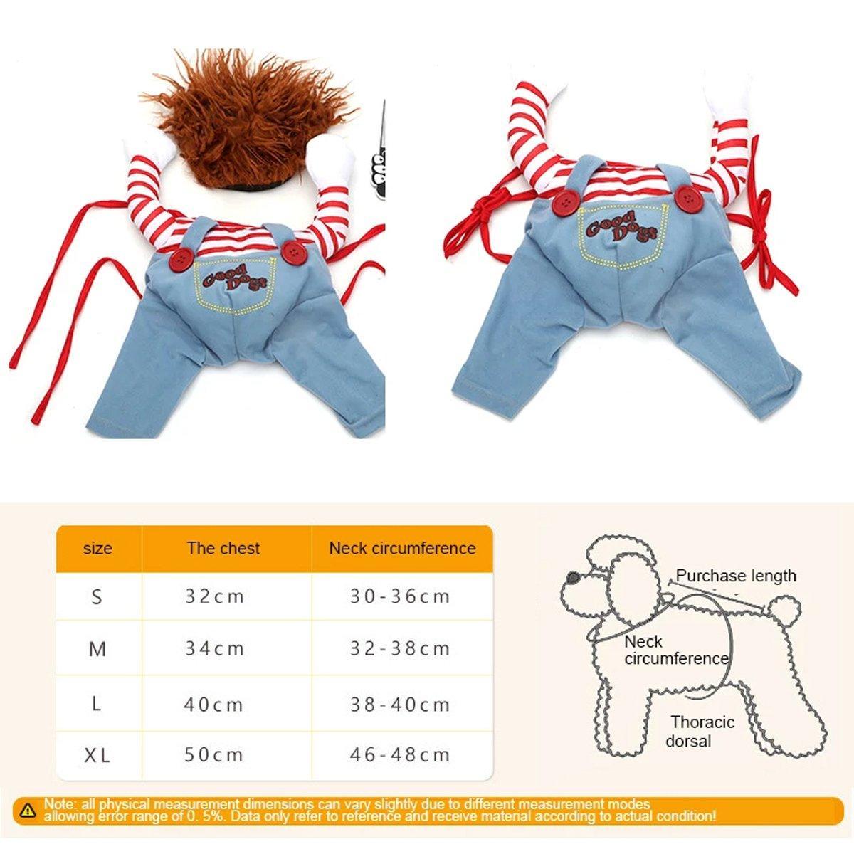 Halloween Dog Costume Pet Accessories Funny Dress Up for Small Medium Dogs - Deadly Doll-S