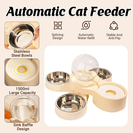 Cat and Small Dog Feeding and Water Station with 1500ml Water Dispenser
