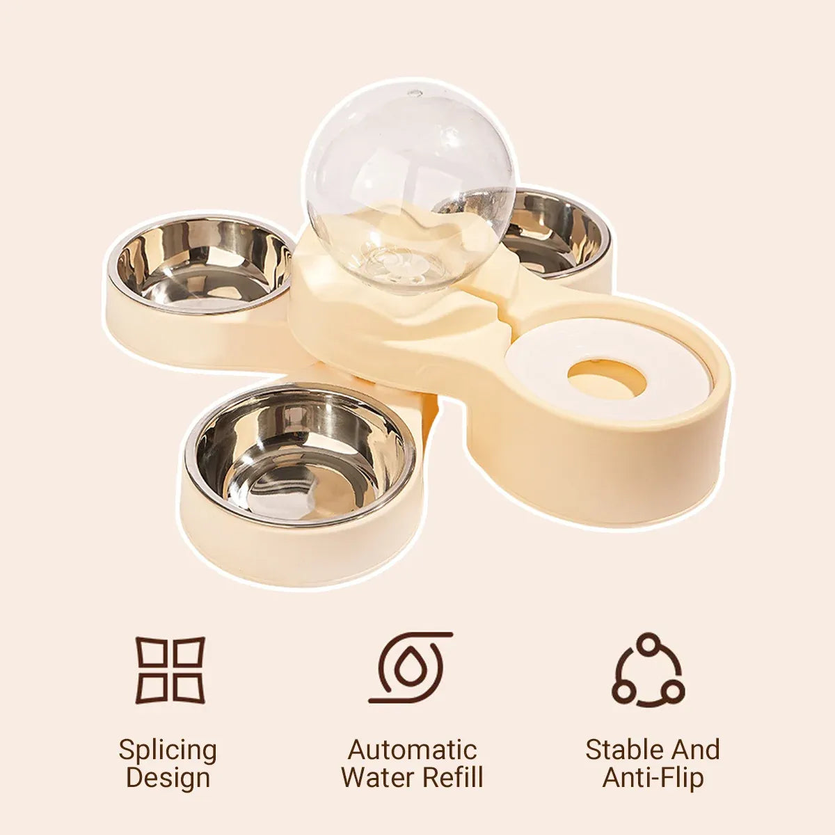 Cat and Small Dog Feeding and Water Station with 1500ml Water Dispenser