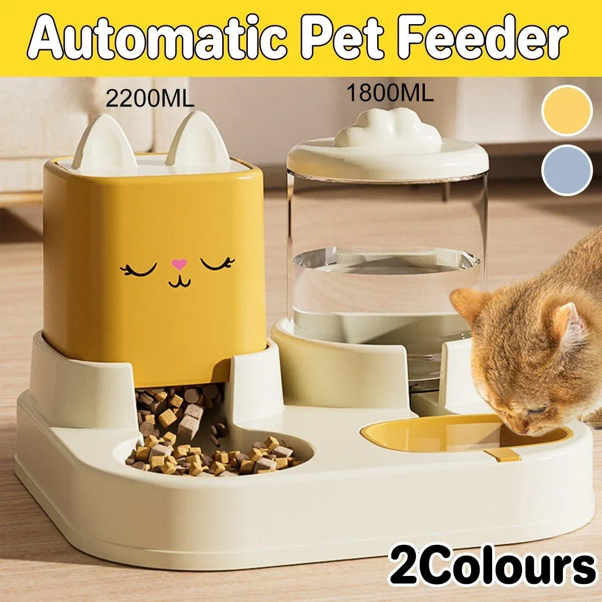 Pet Cartoon Feeding Bowl Universal Water Feeder Cat Dog Food Dish Durable Stand - Blue