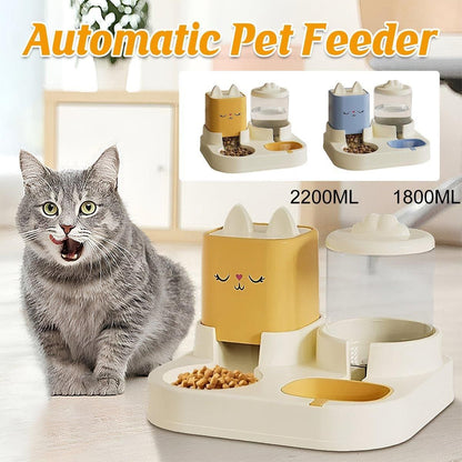 Pet Cartoon Feeding Bowl Universal Water Feeder Cat Dog Food Dish Durable Stand - Blue