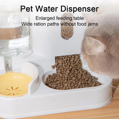 2in1 Pet Bowl Vertical Feeder and Drinker Cat Dog Bowl Water and Food in One - Grey