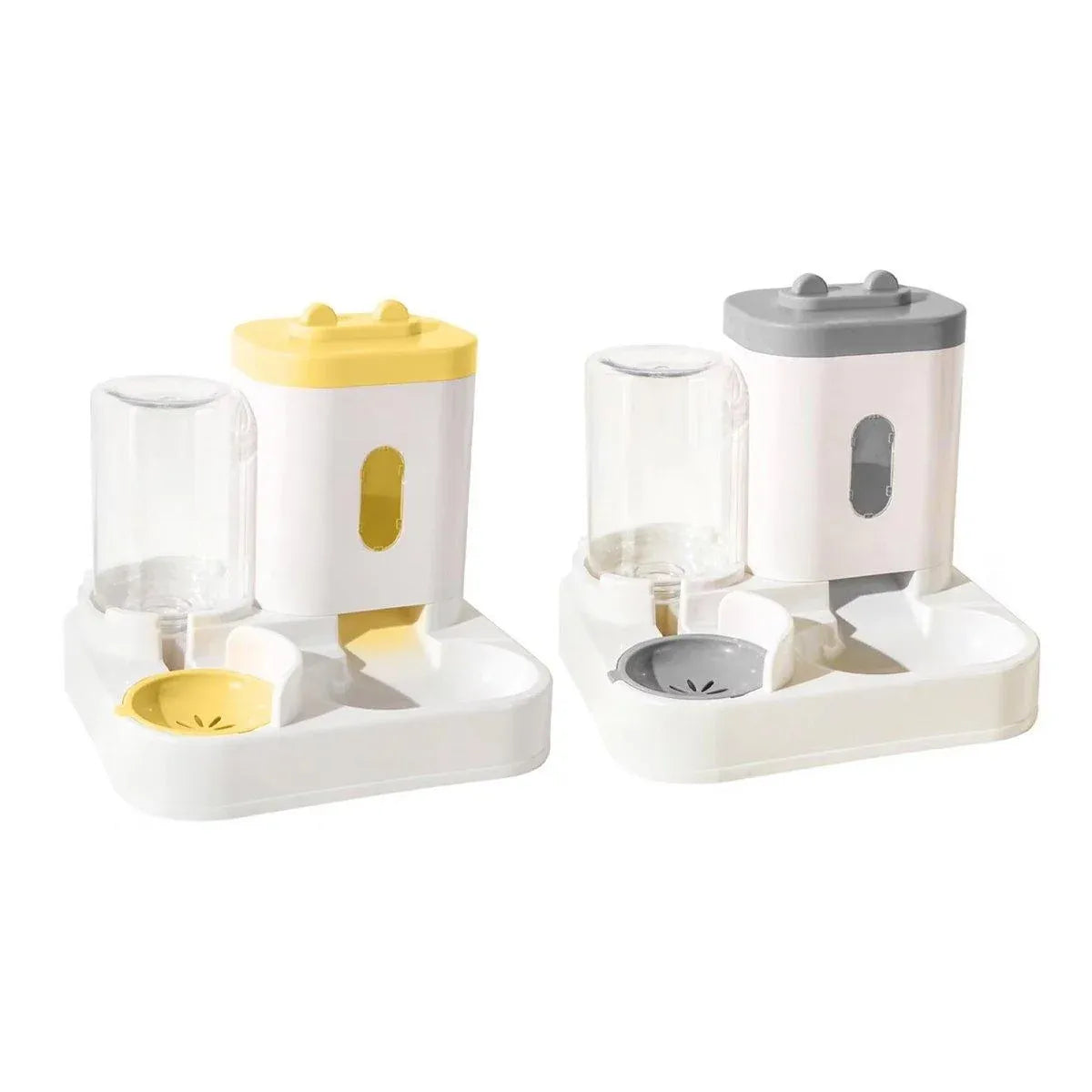 2in1 Pet Bowl Vertical Feeder and Drinker Cat Dog Bowl Water and Food in One - Yellow