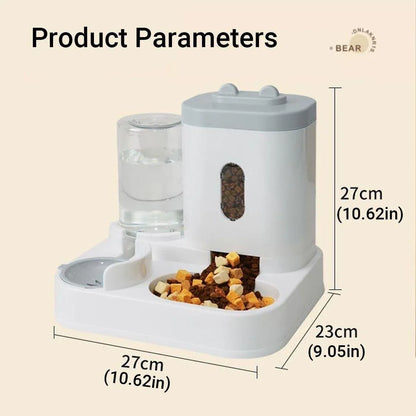 2in1 Pet Bowl Vertical Feeder and Drinker Cat Dog Bowl Water and Food in One - Yellow