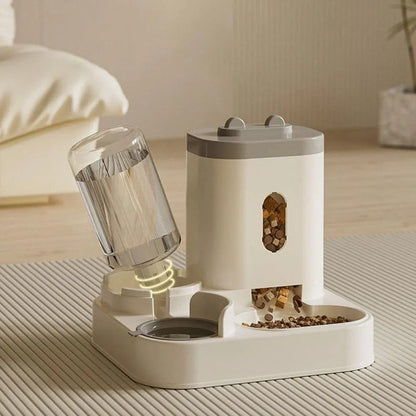 2in1 Pet Bowl Vertical Feeder and Drinker Cat Dog Bowl Water and Food in One - Yellow