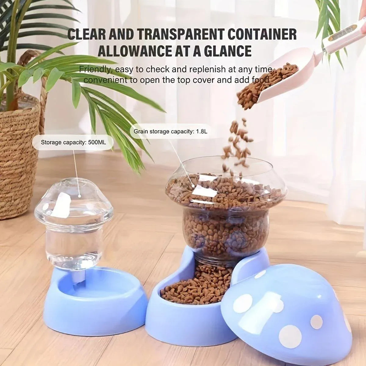 Cat Bowl Pet Feeding Bowl Double Dog Food Water Bowl for Cats and Dogs Feeding - Blue