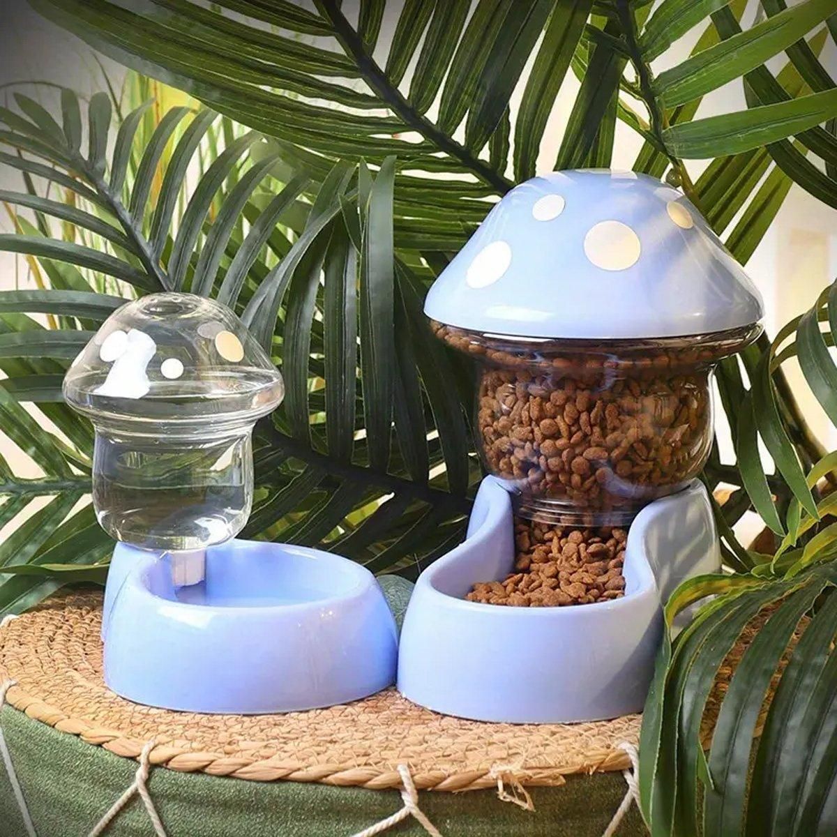 Cat Bowl Pet Feeding Bowl Double Dog Food Water Bowl for Cats and Dogs Feeding - Blue