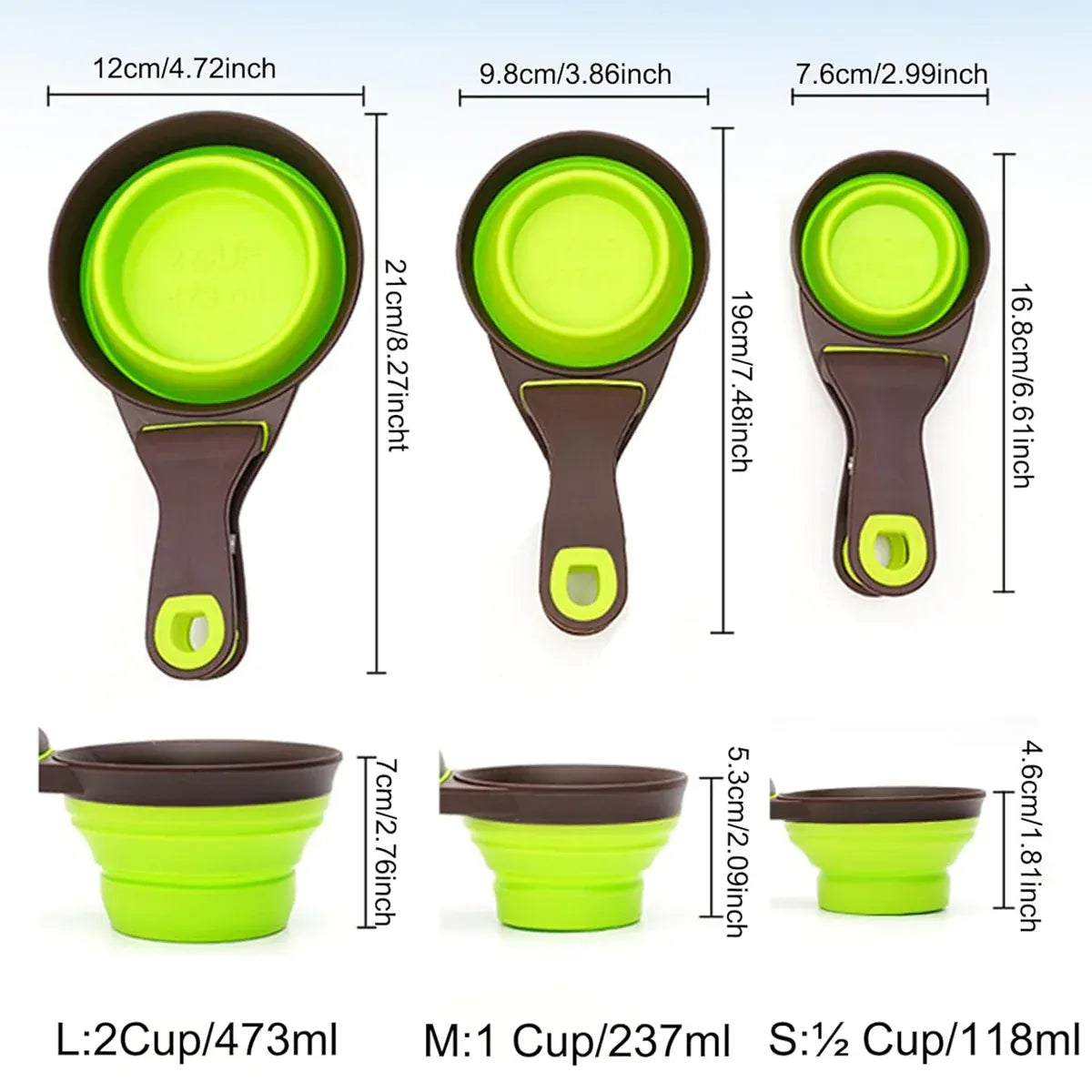 Silicone Pet Food Scoop With Clip Long Handle Foldable Cat Dog Spoon Tool - L