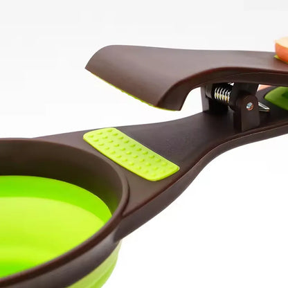 Silicone Pet Food Scoop With Clip Long Handle Foldable Cat Dog Spoon Tool - L