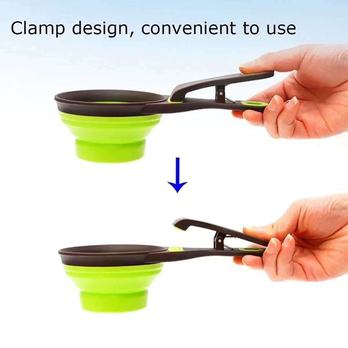 Silicone Pet Food Scoop With Clip Long Handle Foldable Cat Dog Spoon Tool - M
