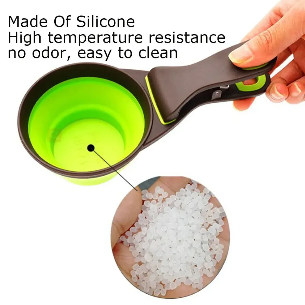 Silicone Pet Food Scoop With Clip Long Handle Foldable Cat Dog Spoon Tool - S