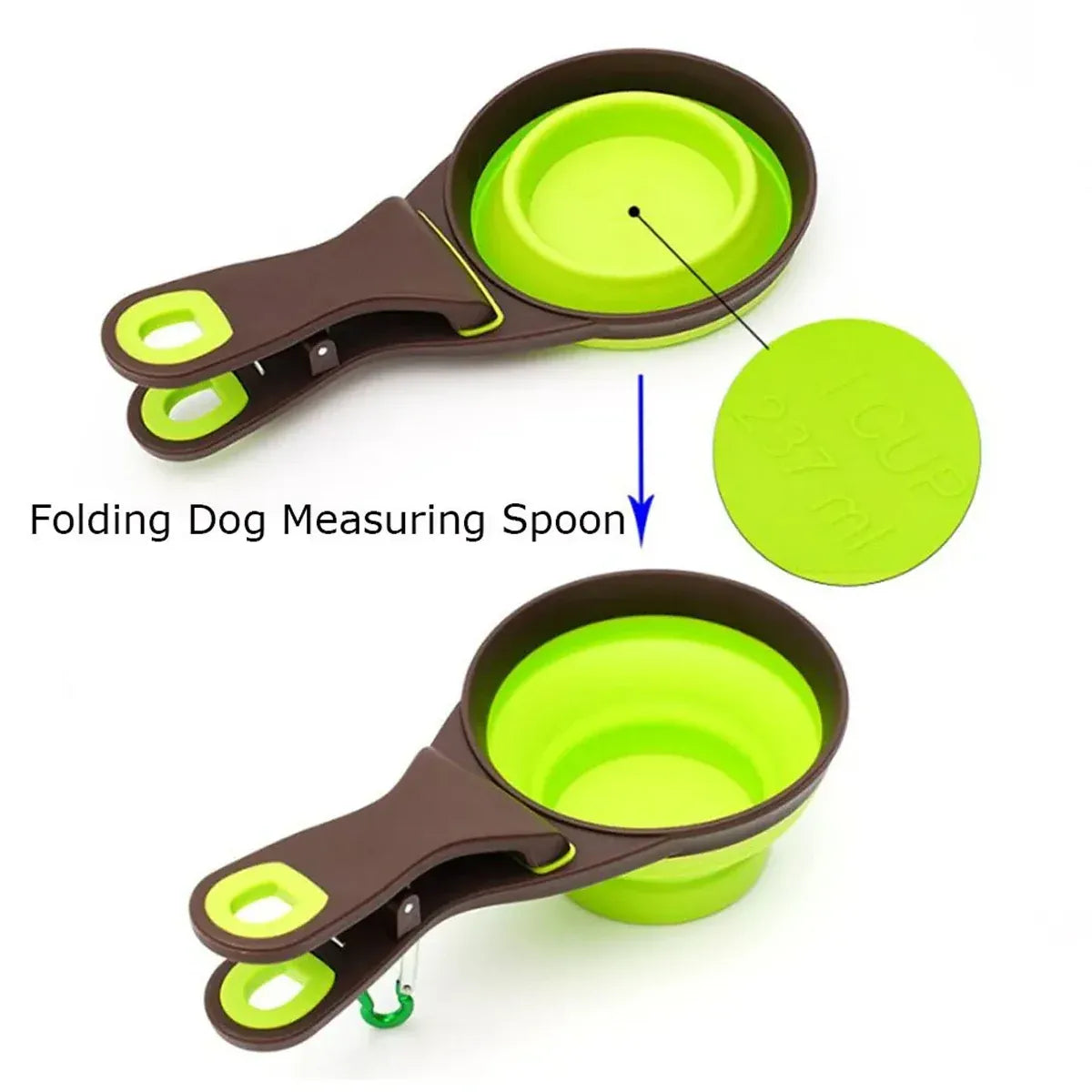 Silicone Pet Food Scoop With Clip Long Handle Foldable Cat Dog Spoon Tool - S