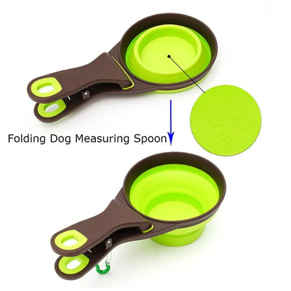 Silicone Pet Food Scoop With Clip Long Handle Foldable Cat Dog Spoon Tool - S