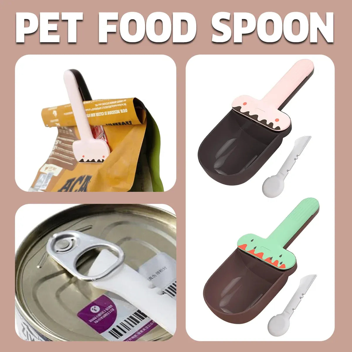 Pet Food Spoon Multifunctional Can Spoon Dog Shovel Ice Cream Cat Spoon Safe - Pink