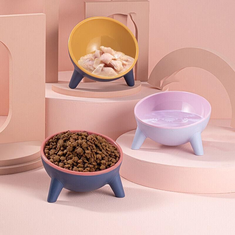Raised Cat Bowl Pet Feeder Pet Bowl Elevated Dog Bowls 15° Tilted Pet Water Bowl - Camella Red